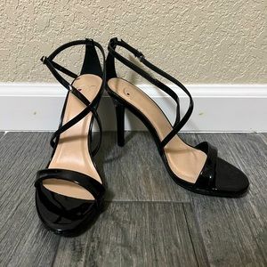 Gorgeous Patent Black Strappy Heels
